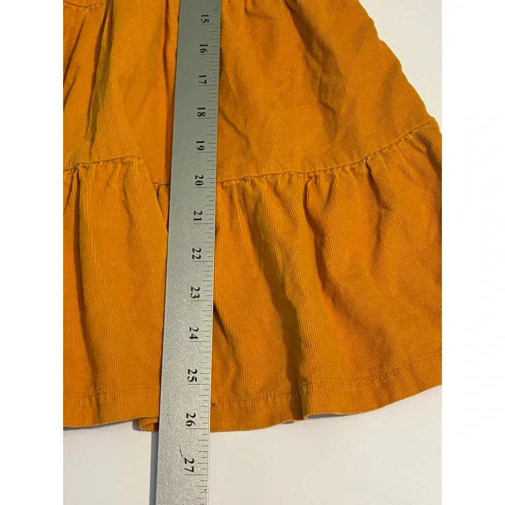 Hanna Andersson Girls Mustard Yellow Corduroy Tiered Dress 120cm US 6-7 Cotton